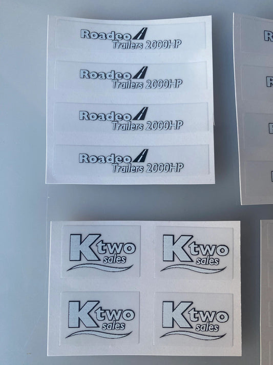 1:32 scale High quality vinyl 16 sticker set x Ktwo Roadeo 2000 trailers machinery decals Image 2