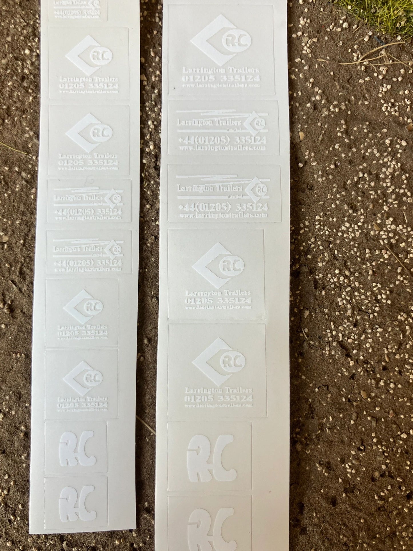 1:32 scale High quality vinyl pack 24 x white sticker set Larrington Trailers root king RC farm machinery decals 1:32 scale Image 2