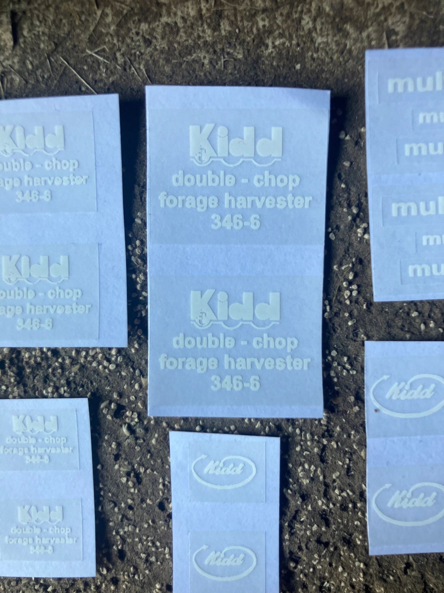 1:32 scale High quality white vinyl 19 x Kidd farm machinery forage harvester double chop decals Image 3