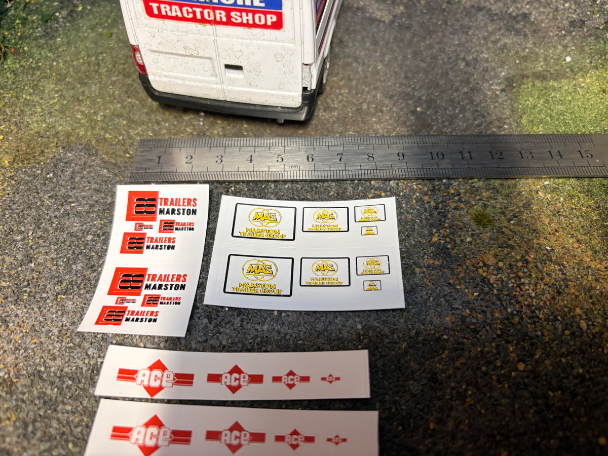 Marston Trailers Decal Set – 24 Pre-Cut Vinyl Stickers – 1:32 Scale Farm Models