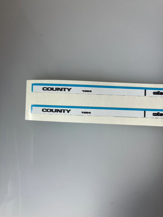 2 x County 1884 Tractor bonnet decals farm machinery decals Image 2