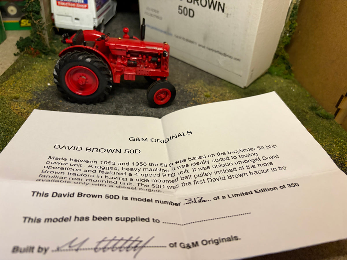 G & M Originals David Brown 50D Tractor – Limited Edition No. 312 of 350 – Handmade 1:32 Scale