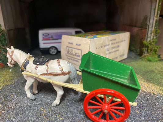 40F Vintage Britains Farm Cart with plastic horse 1:32 scale obsolete RARE BOX version