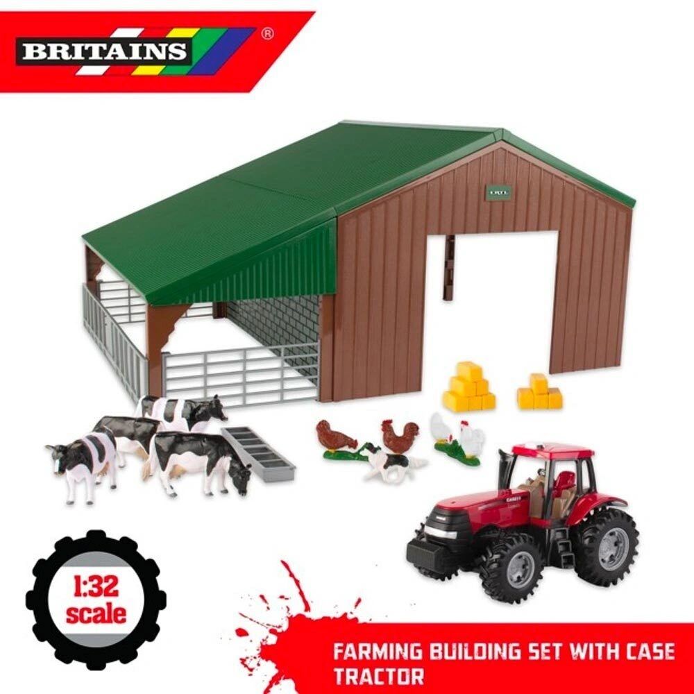 47019 Britains Farm Building set with CASE Tractor 1:32 scale Image