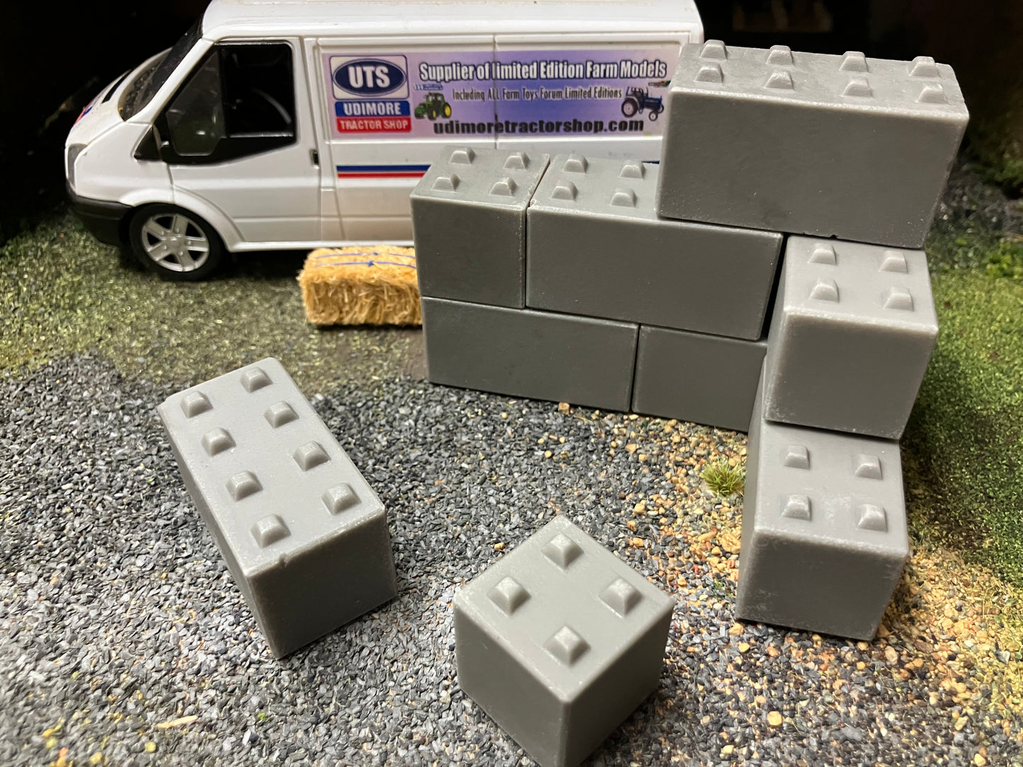 04828-9 9 Stackable Concrete Blocks Artisan32 farm machinery 1:32 scale Wall Diorama
