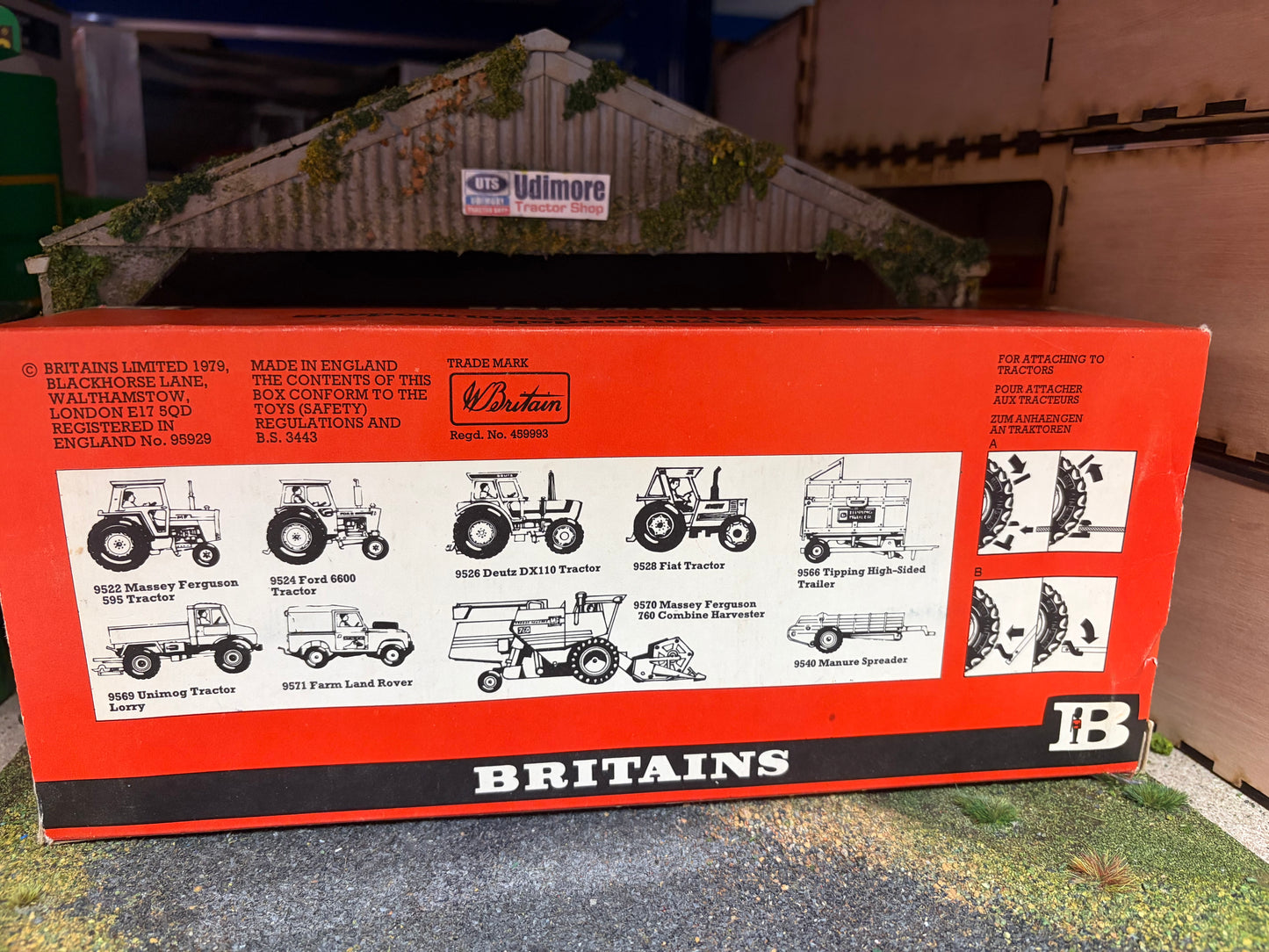 Vintage Britains Deutz DX110 Tractor & Manure Spreader Straw Box 9596 Original Box Obsolete 1:32 Scale