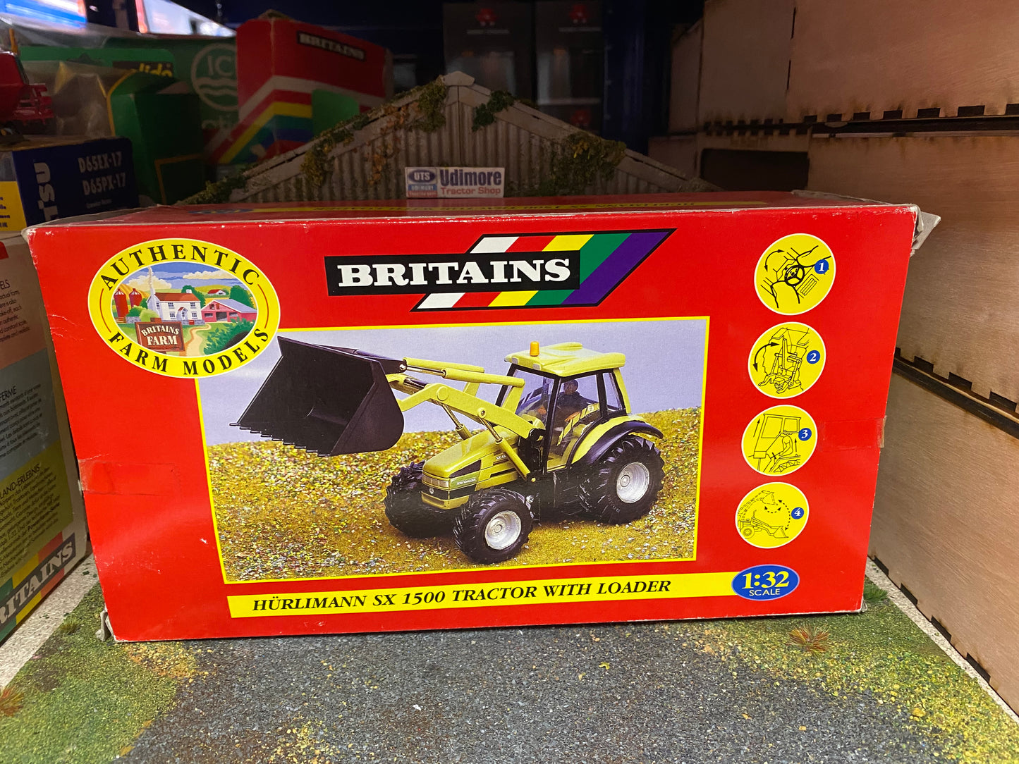 00039 Britains Hurlimann SX 1500 Tractor with loader in original Box obsolete VINTAGE