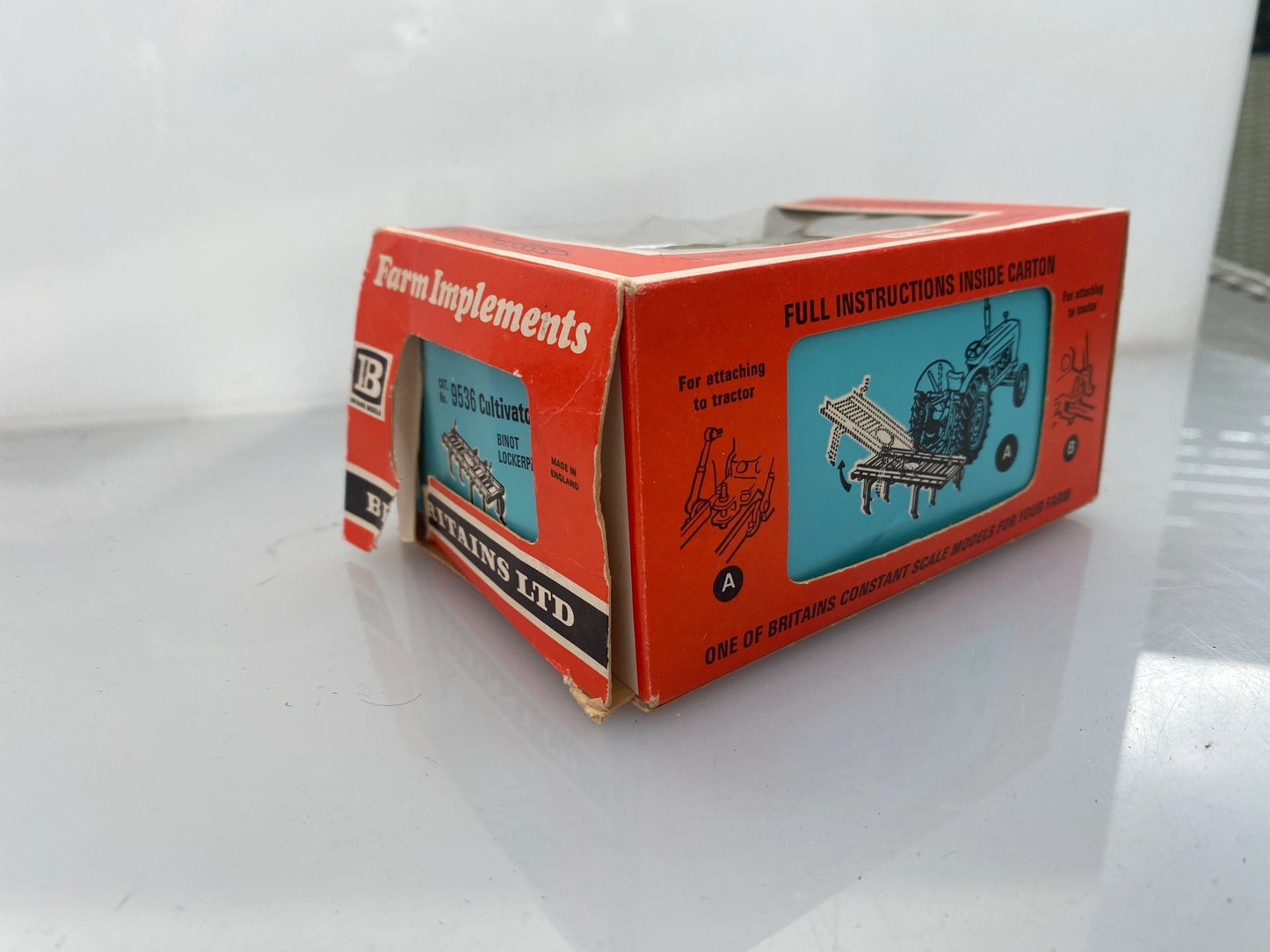 9536 Vintage Britains Rare Green Cultivator 1:32 scale STRAW box Image 8