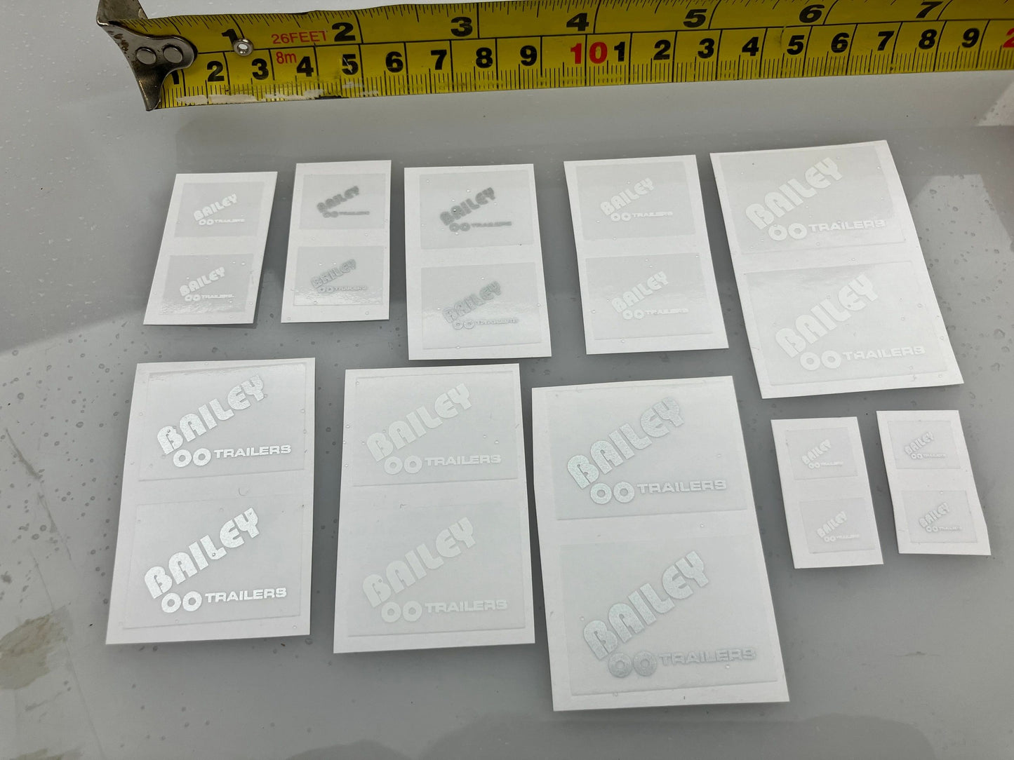 Bailey pre cut professional High quality vinyl Decals HUGE pack of White Bailey 1:32 scale Image