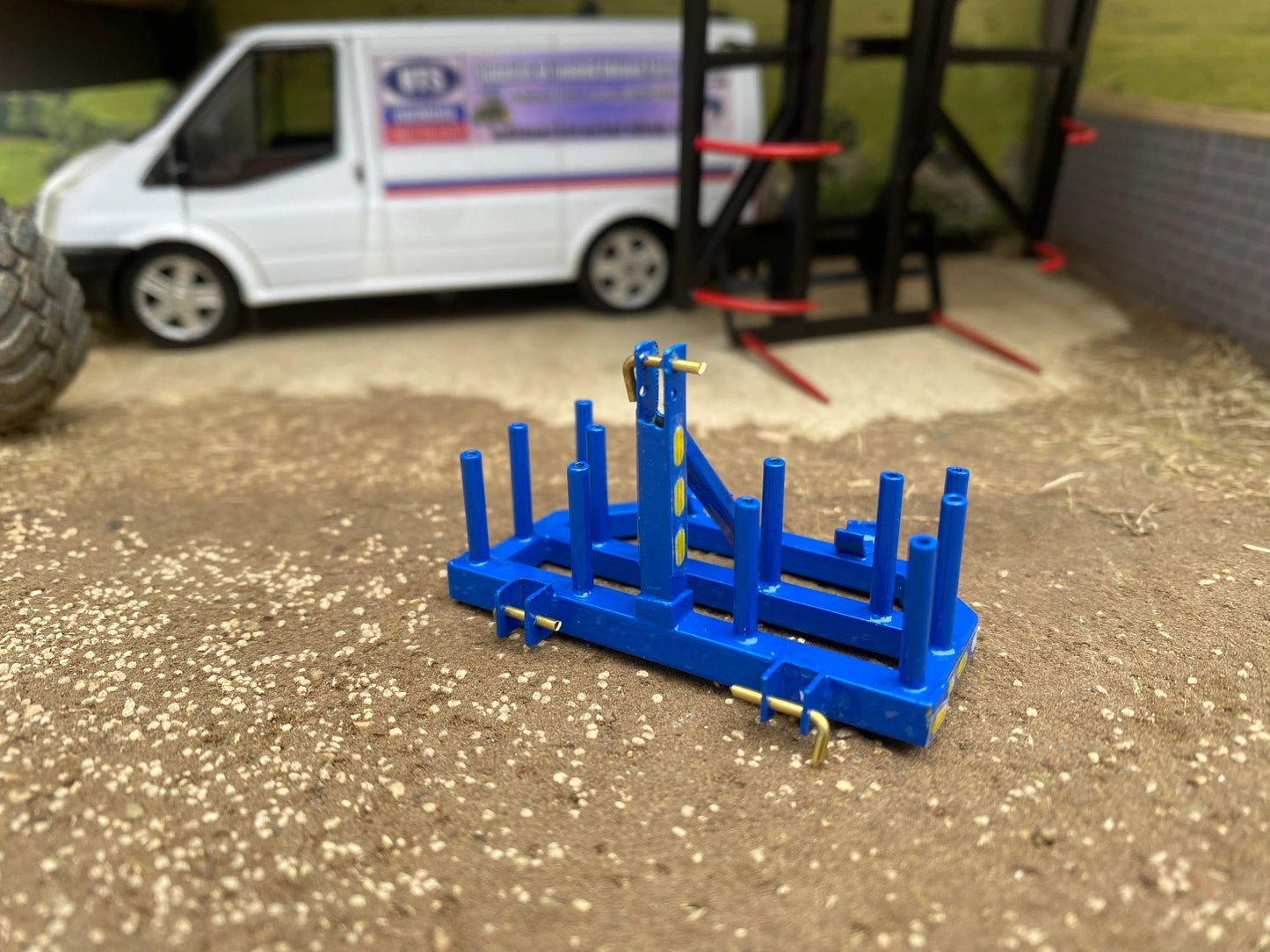 Blue Hand made Brass Bale wrap holder 1:32 scale Image 3