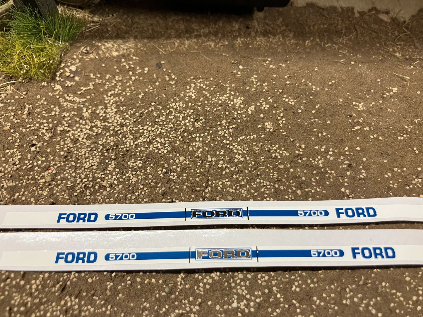 Ford 5700 Tractor metallic reflective silver Professional pre cut High quality vinyl bonnet decals farm machinery Britains decals 1:32 scale Image