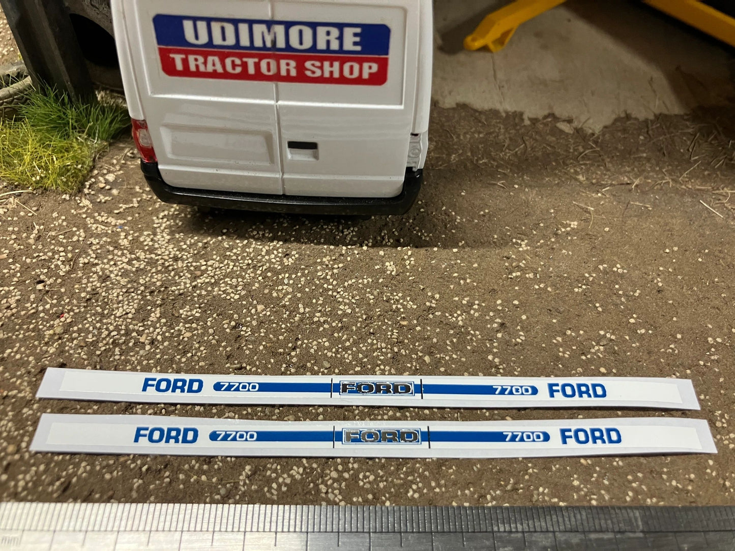 Ford 7700 Tractor metallic reflective silver Professional pre cut High quality vinyl bonnet decals farm machinery Britains decals 1:32 scale Image