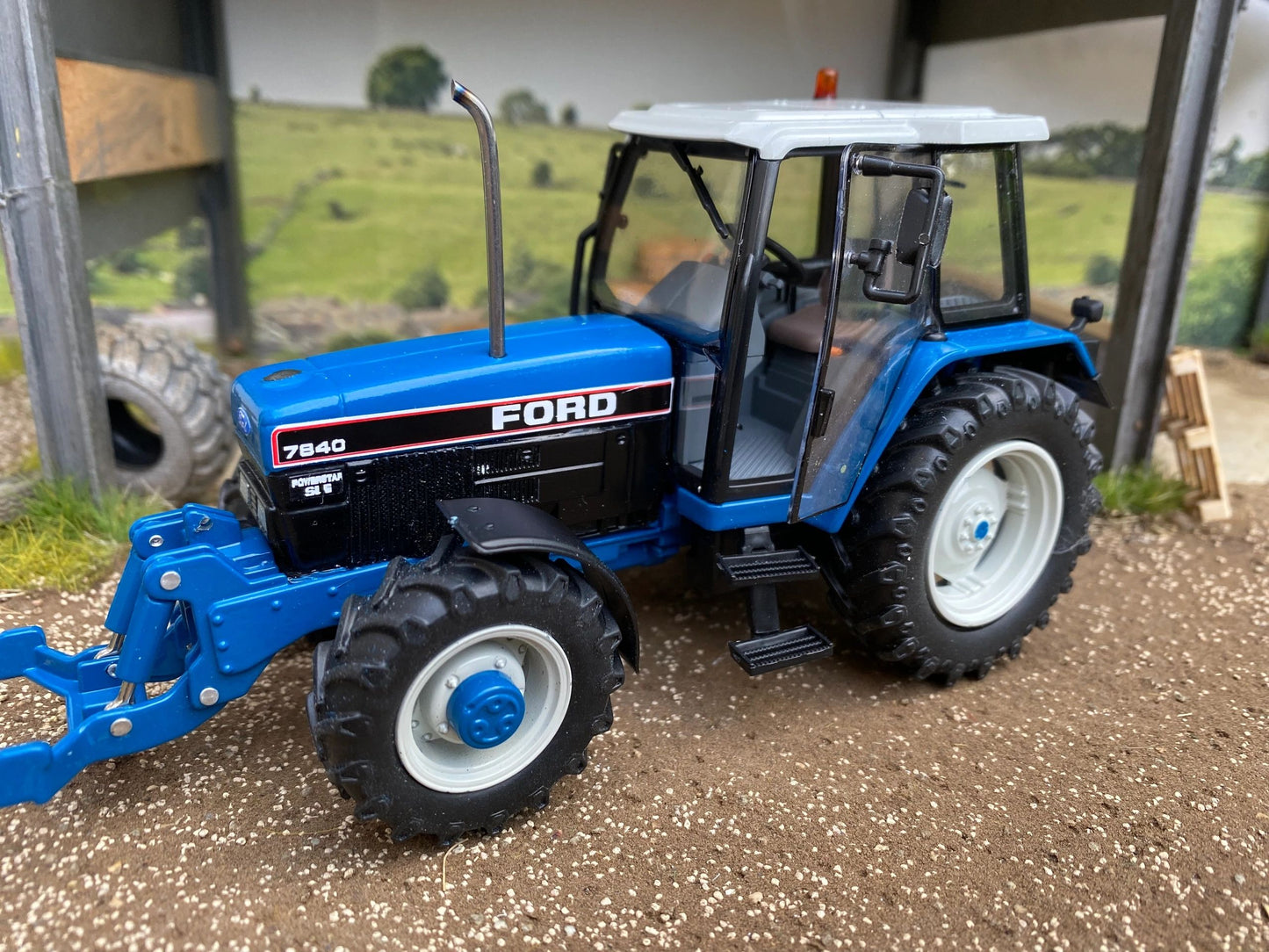 Ford 7840 Tractor front linkage Chrome Straight Pipe exhaust Conversion 1:32 scale Image 3