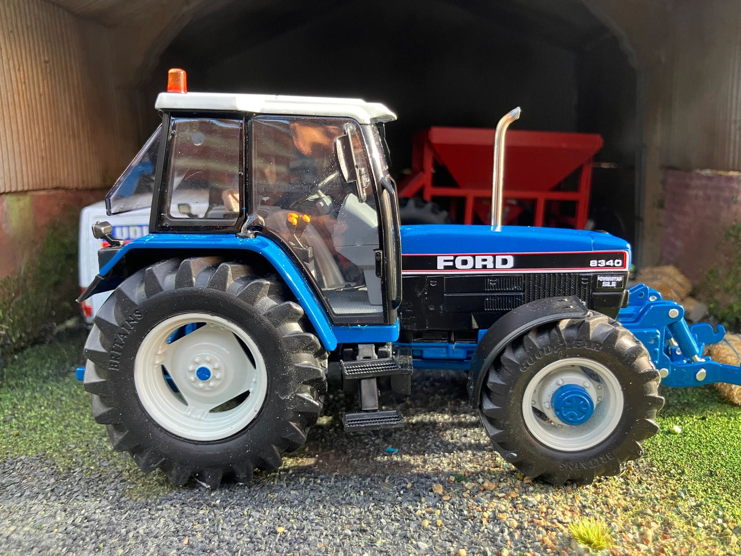 Ford 8340 Tractor Front Linkage Chrome Exhaust Straight pipe White Roof BIG wheels Tractor Conversion 1:32 scale Image 3