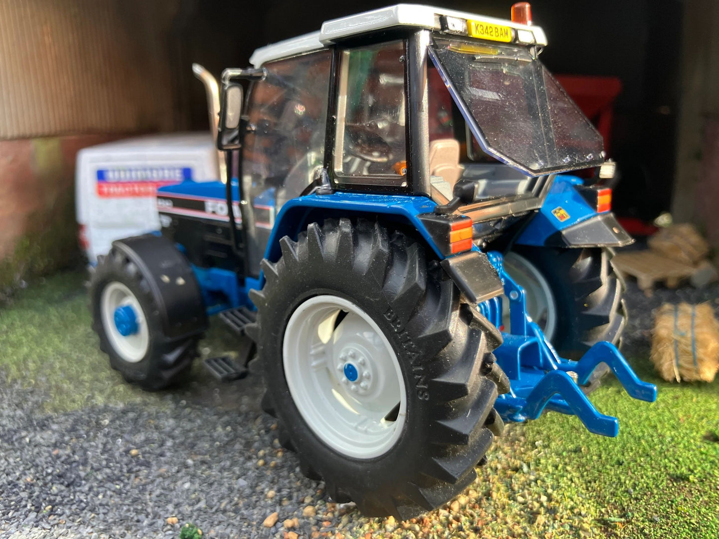 Ford 8340 Tractor Front Linkage Chrome Exhaust Straight pipe White Roof BIG wheels Tractor Conversion 1:32 scale Image 5