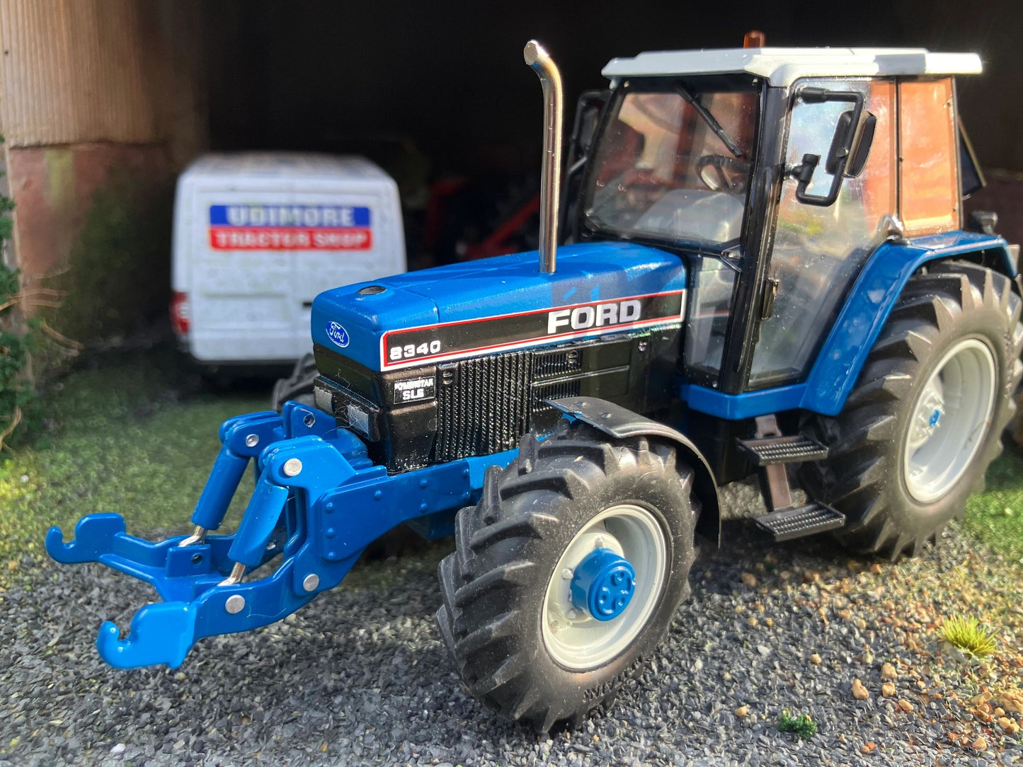 Ford 8340 Tractor Front Linkage Chrome Exhaust Straight pipe White Roof BIG wheels Tractor Conversion 1:32 scale Image 6