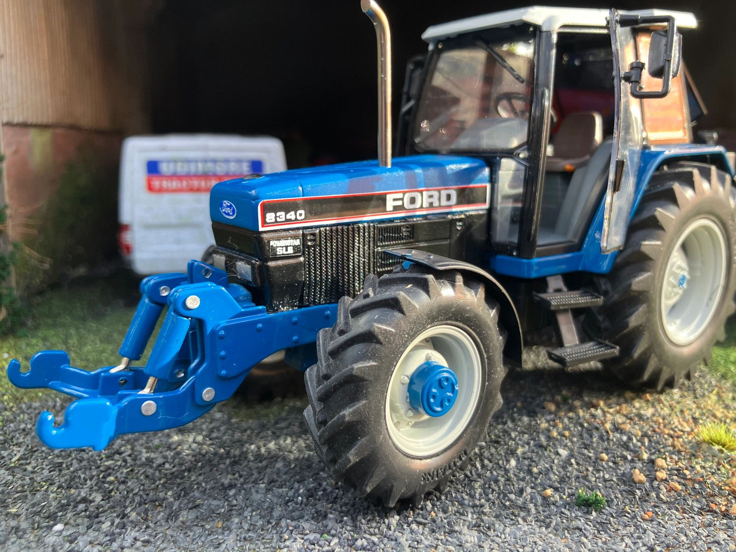 Ford 8340 Tractor Front Linkage Chrome Exhaust Straight pipe White Roof BIG wheels Tractor Conversion 1:32 scale Image 7