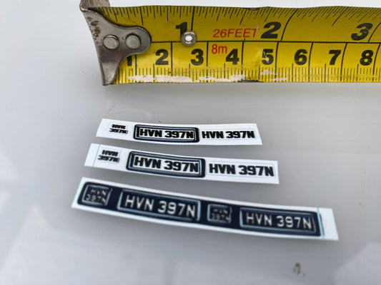 HVN 397N Vintage style number plates Professional Pre Cut High quality vinyl decal packs stickers 1:32 scale Image 2