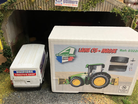 Front Blade & Rear Sledgehammer Scraper kit with lights Artisan32 Silage kit farm machinery 1:32 scale 03220