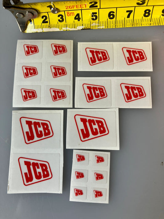 JCB red logos x 19 decal pack Professional Pre Cut High quality vinyl decal packs stickers 1:32 scale Loadall Digger Backhoe Image 2