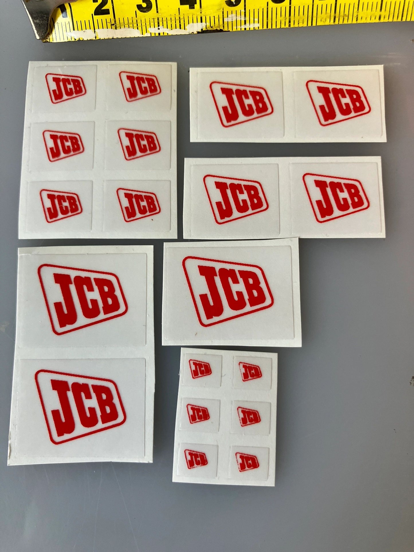 JCB red logos x 19 decal pack Professional Pre Cut High quality vinyl decal packs stickers 1:32 scale Loadall Digger Backhoe Image 3