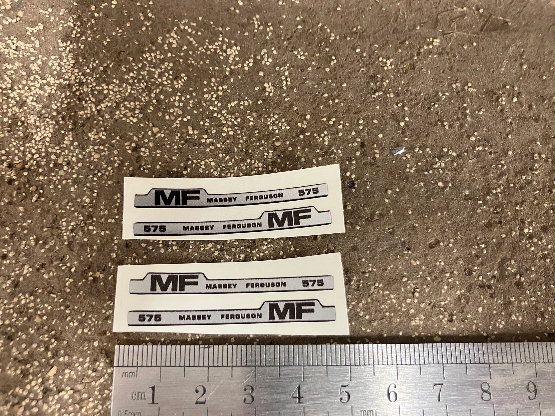 Massey Ferguson 575 Tractor Professional pre cut bonnet decals 4 x 50mm High quality vinyl pack decals bonnet farm machinery decals 1:32 scale Image