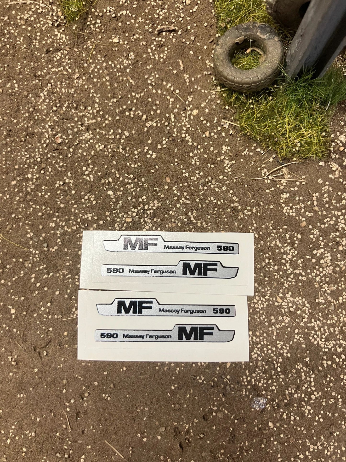 Massey Ferguson 590 Tractor bonnet professional pre cut decals 4 x 40mm High quality vinyl huge pack decals bonnet farm machinery 1:32 scale Image