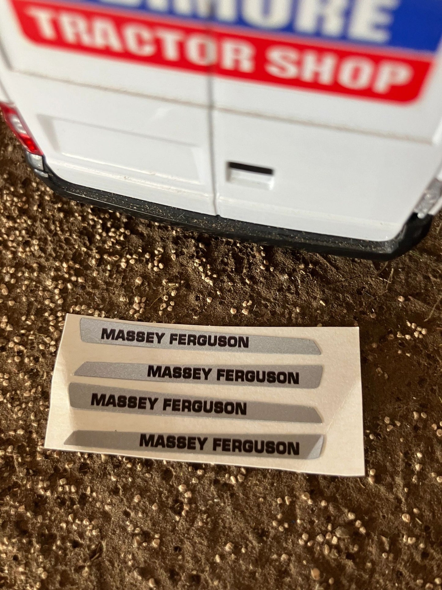 Massey Ferguson Tractor Farm Machinery 4 x 40mm Silver Black Pre Cut Professional High quality vinyl huge pack decals bonnet farm machinery decals 1:32 scale Image