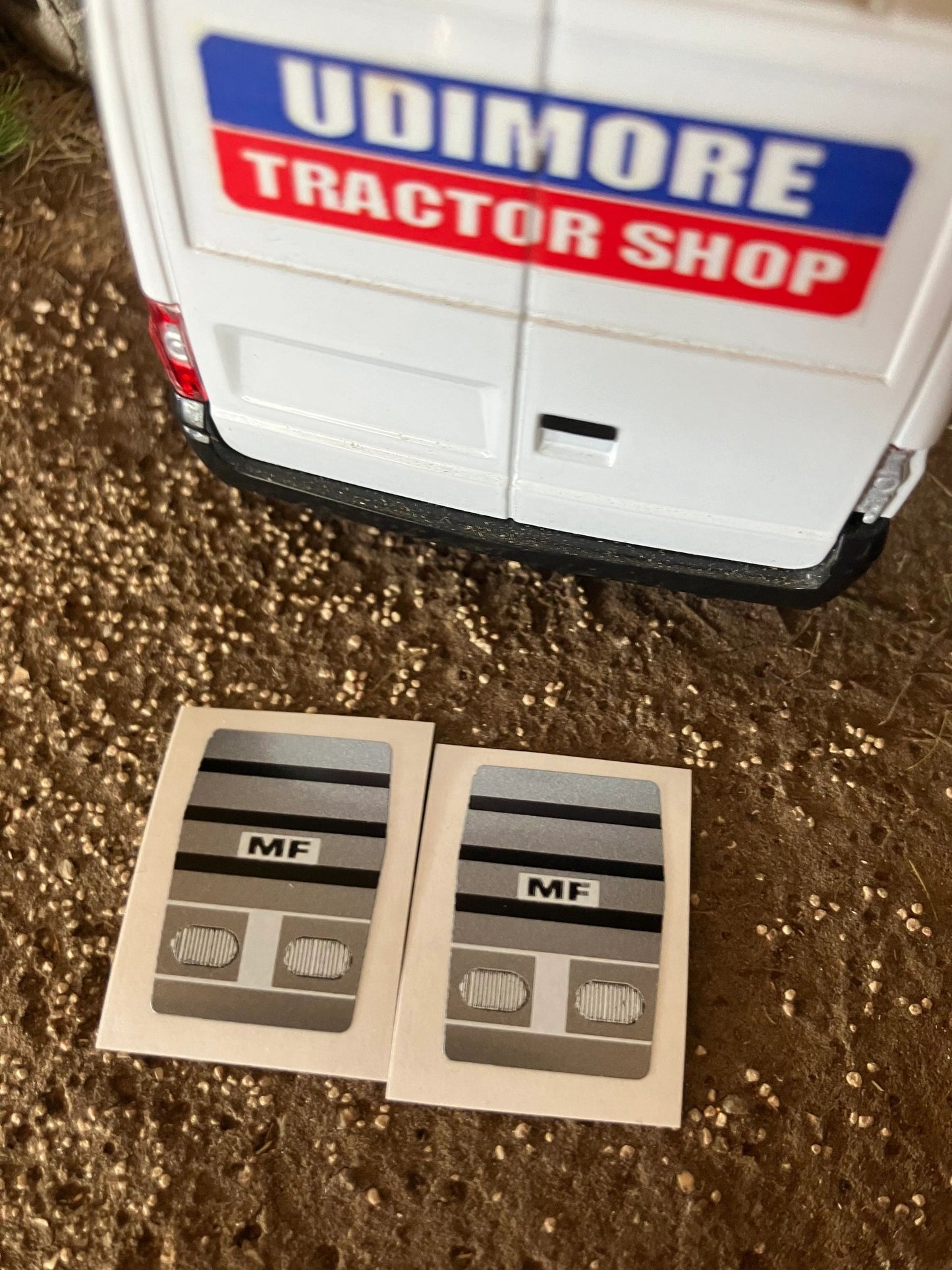 Massey Ferguson Tractor grill lights x 2 red grey white black High quality Professional pre cut vinyl pack decals Tractor front grill bonnet farm machinery decals Image