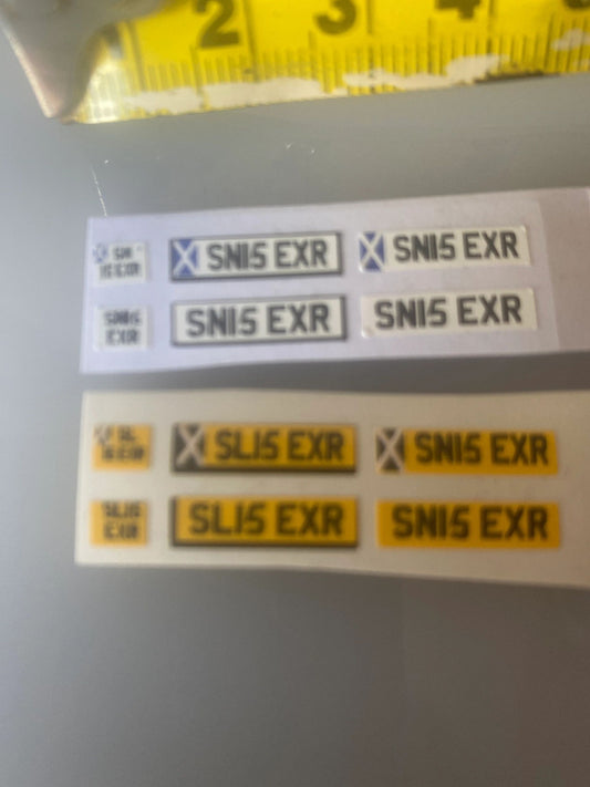 Scottish number plates Professional Pre Cut High quality vinyl decal packs stickers 1:32 scale Image 2