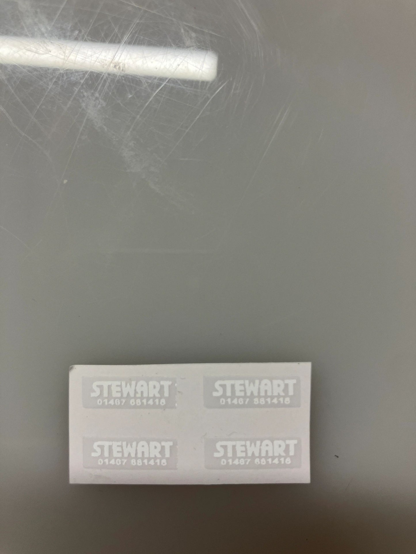 Stewart Trailer farm machinery decals 1:32 scale High quality vinyl pack 4 white sticker set Image