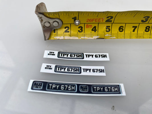 TPY 675H Vintage number plates Professional Pre Cut High quality vinyl decal packs stickers 1:32 scale Image 2