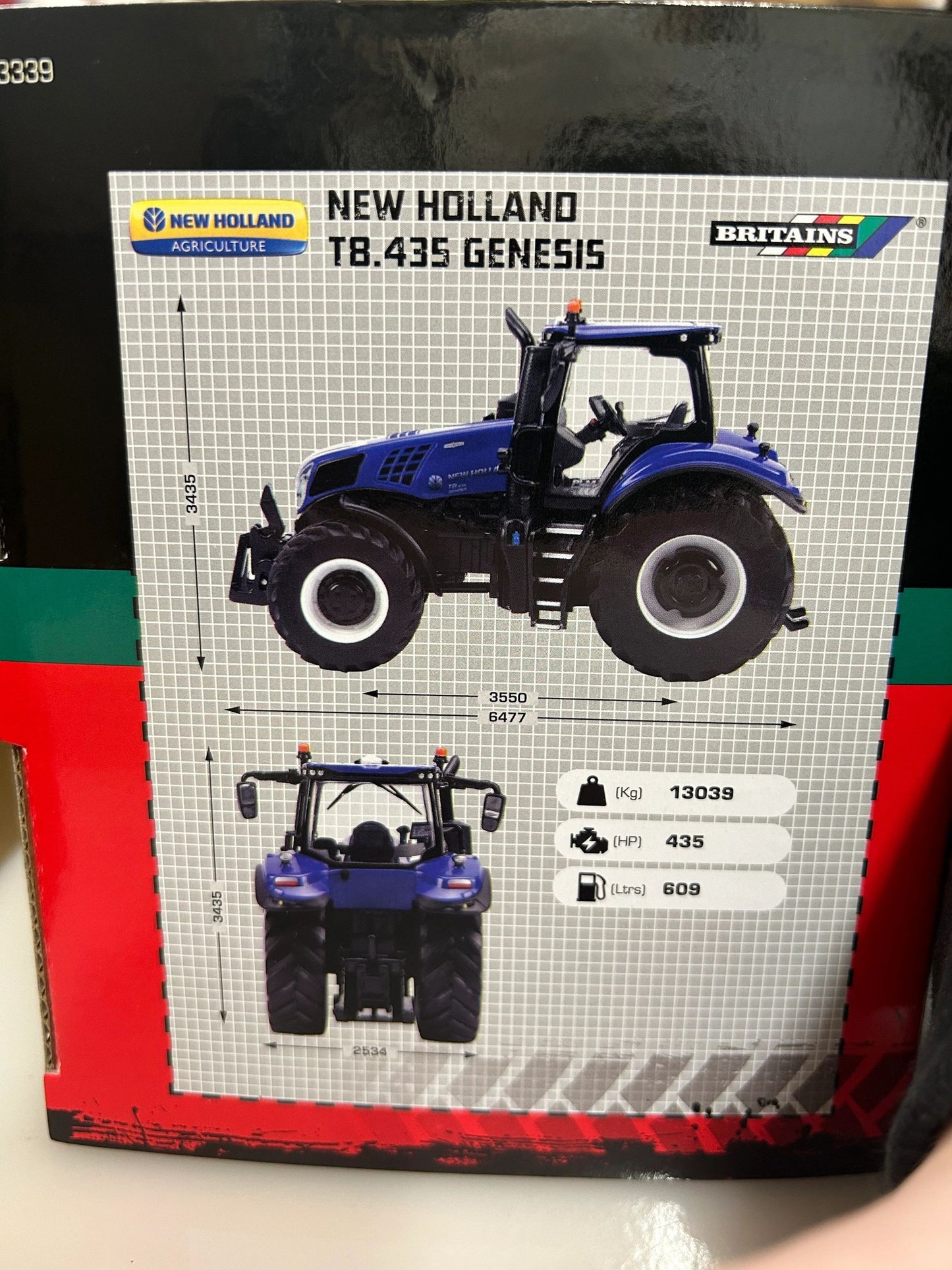TRADE BOX 3 X 43339 Britains New Holland T8. 435 Genesis tractor 1:32 scale New Sealed Image 4