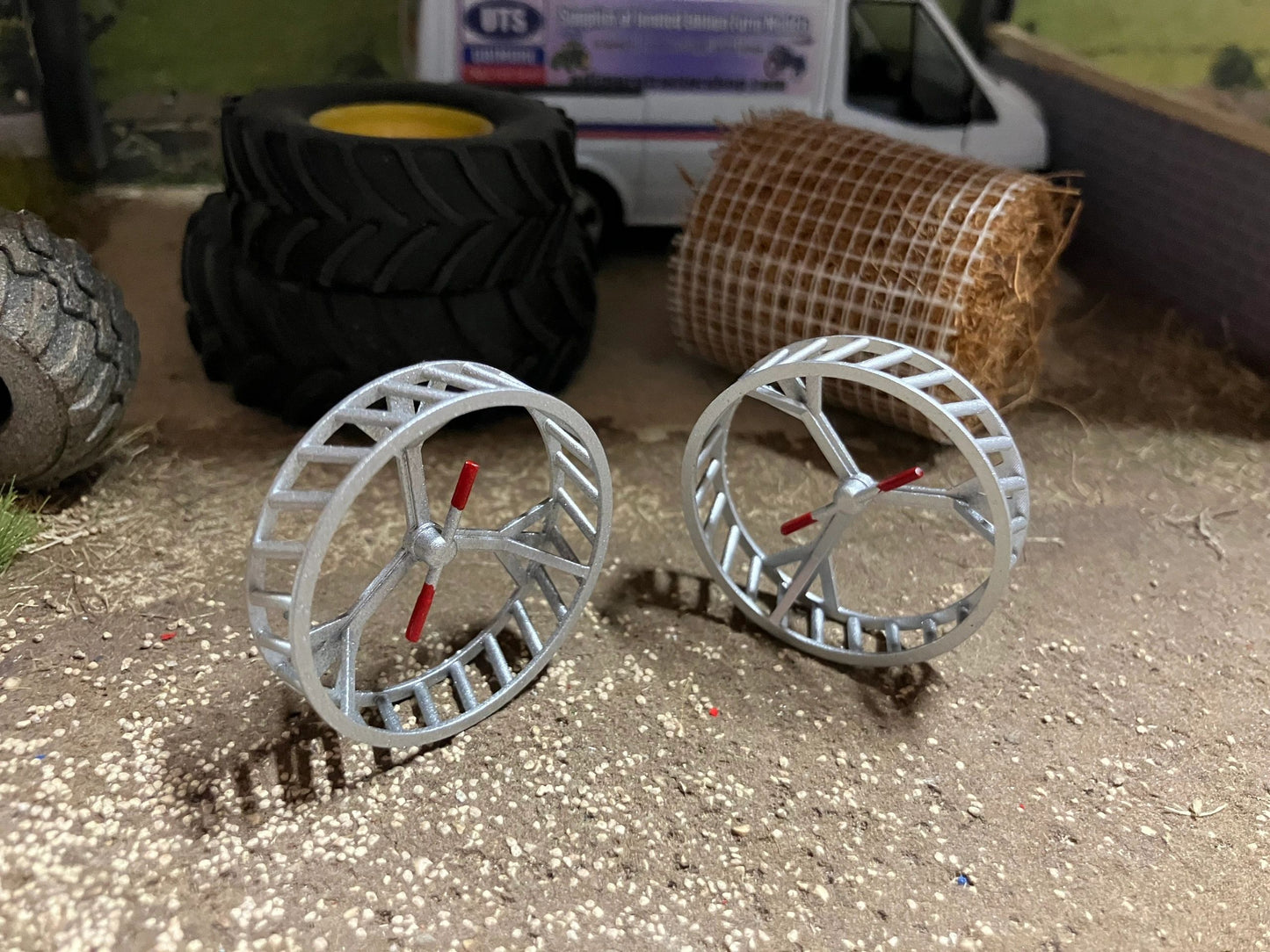 Tractor Cage wheels 37mm pair 1:32 scale fits Britains Massey Ferguson 135 Image 3