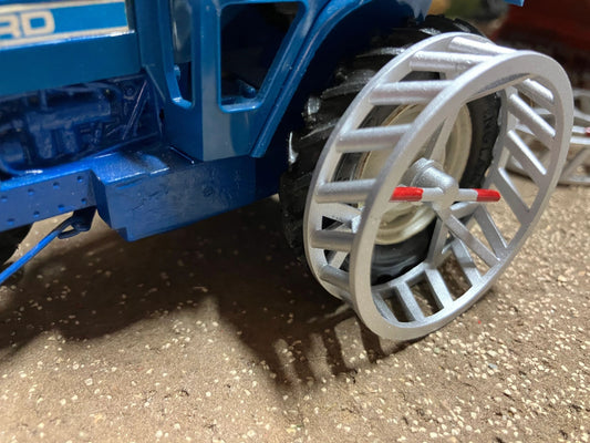 Tractor Cage wheels 48mm pair 1:32 scale fits Britains Ford Massey Ferguson Fiat Deutz Volvo MB Trac David Brown etc Image