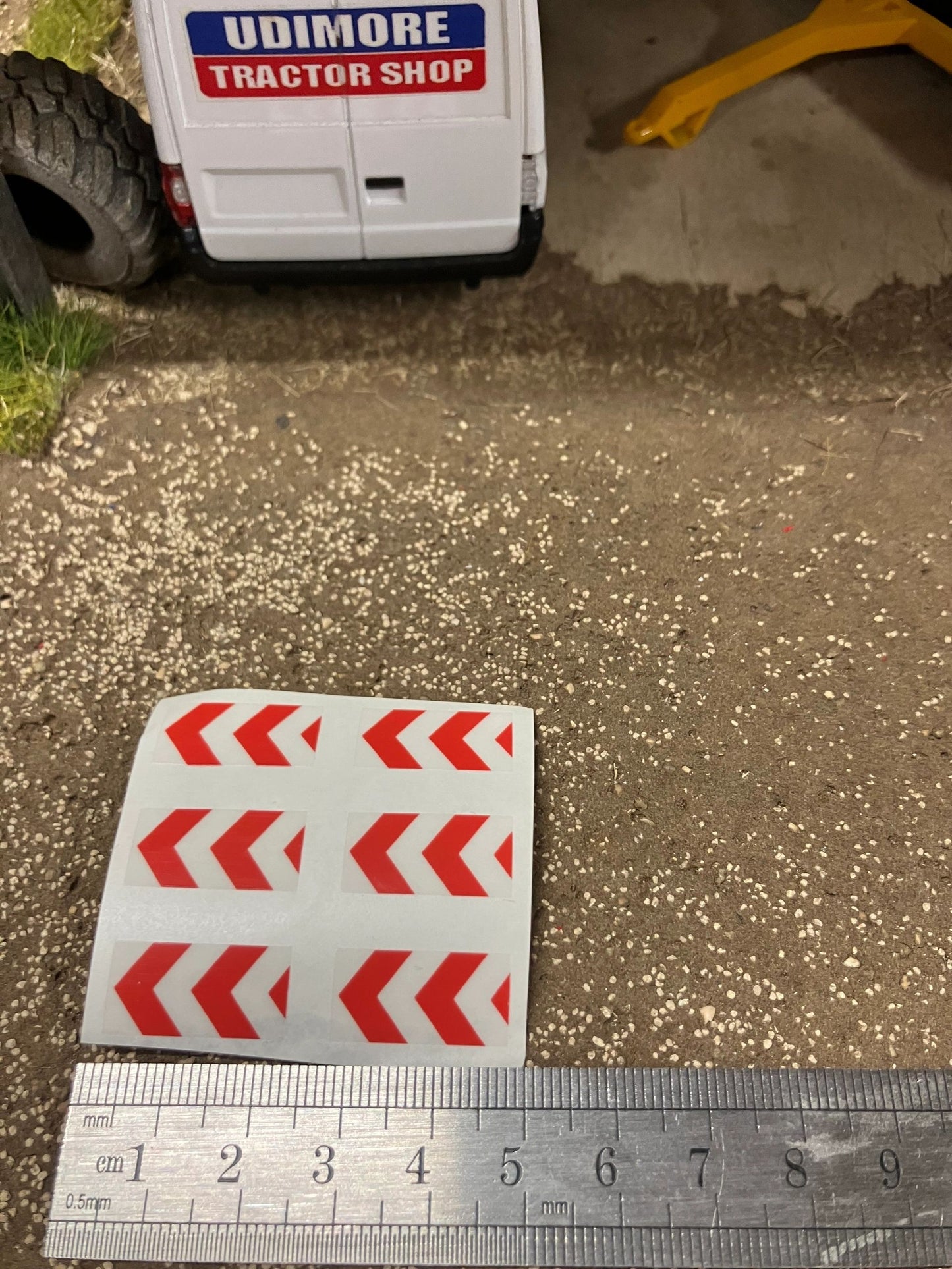 Warning chevron construction Farm Machinery trucks Professional Pre Cut High quality vinyl decal packs stickers 1:32 scale Image