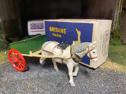 40F Vintage Britains Farm Cart with plastic horse 1:32 scale obsolete RARE BOX version