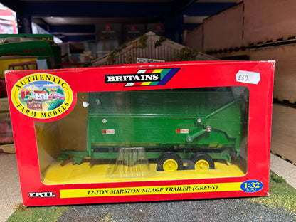 Vintage Britains Green 12 ton Marston Silage trailer 1:32 scale boxed Obsolete 42016