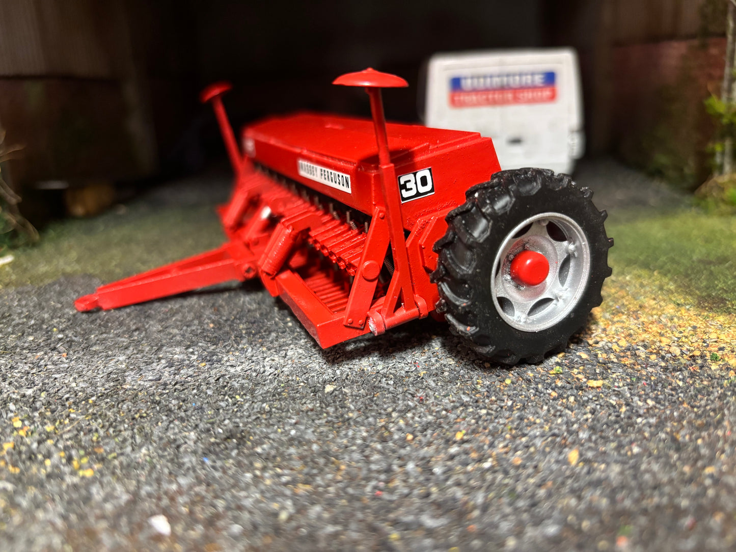 Massey Ferguson MF 30 Seed Drill 4 metre version 1.32 scale Silver wheels