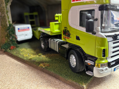 Scania R620 Truck Low Loader Conversion in CLAAS colours 1/32 farming models 1:32 scale SIKU