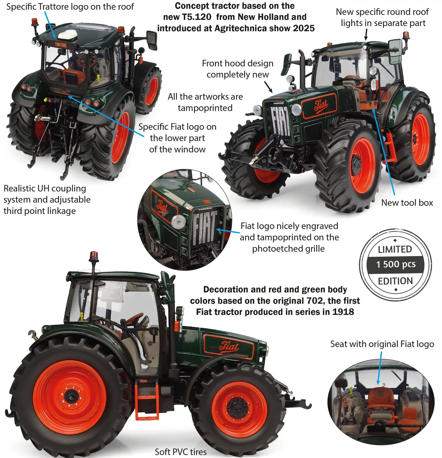 Limited Edition Universal Hobbies Fiat il Trattore Concept Tractor BOXED 1:32 scale UH6875