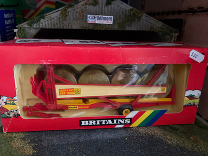 9534 Vintage Britains Krone Benac RBR 3000 bale trailer 1:32 scale Rainbow box Obsolete