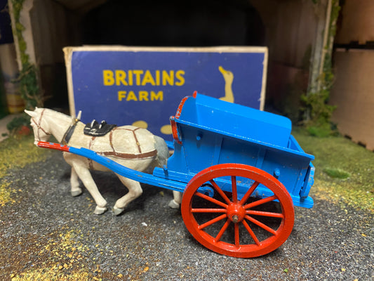 9505 Vintage Britains Tumbrel Cart with plastic horse 1:32 scale obsolete RARE BOX version