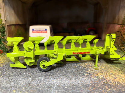 Exclusive UTS Scratch Built Dowdeswell DP7 5 Furrow Plough – Green Mouldboards, Britains Linkage – 1:32 Scale