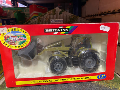 00039 Britains Hurlimann SX 1500 Tractor with loader in original  Box obsolete VINTAGE