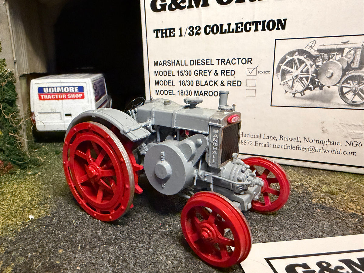 G & M Originals Marshall 15/30 Tractor – Grey & Red Steel Wheels – Limited Edition No. 30 of 100 – Handmade 1:32 Scale