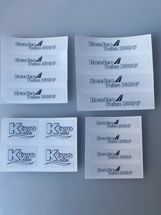 1:32 scale High quality vinyl 16 sticker set x Ktwo Roadeo 2000 trailers machinery decals Image