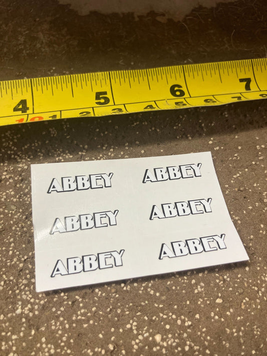 1:32 scale High quality vinyl 6 white sticker set x Abbey farm machinery spreader tanker decals Image
