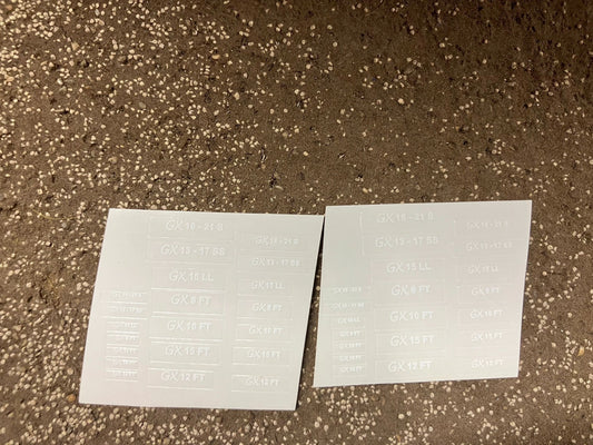 1:32 scale High quality vinyl huge pack 42 white sticker set various Stewart GX Trailer farm machinery decals Image