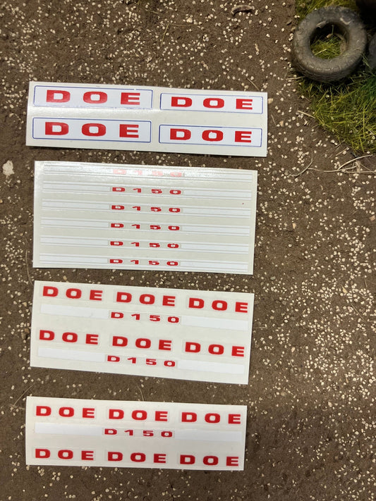 1:32 scale High quality vinyl huge pack decals DOE D150 triple D farm machinery stickers 1:32 scale Image